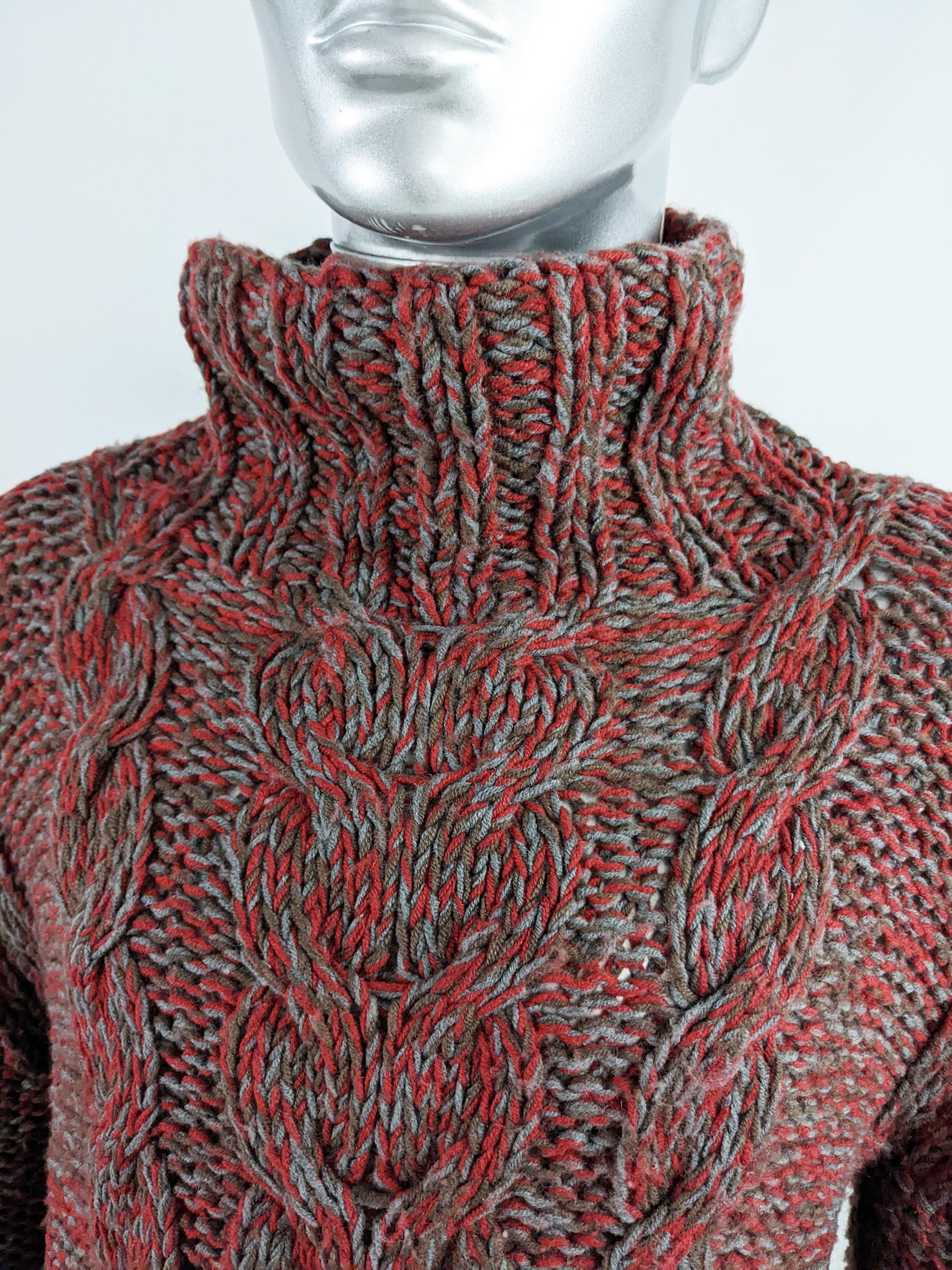 red cable knit sweater men