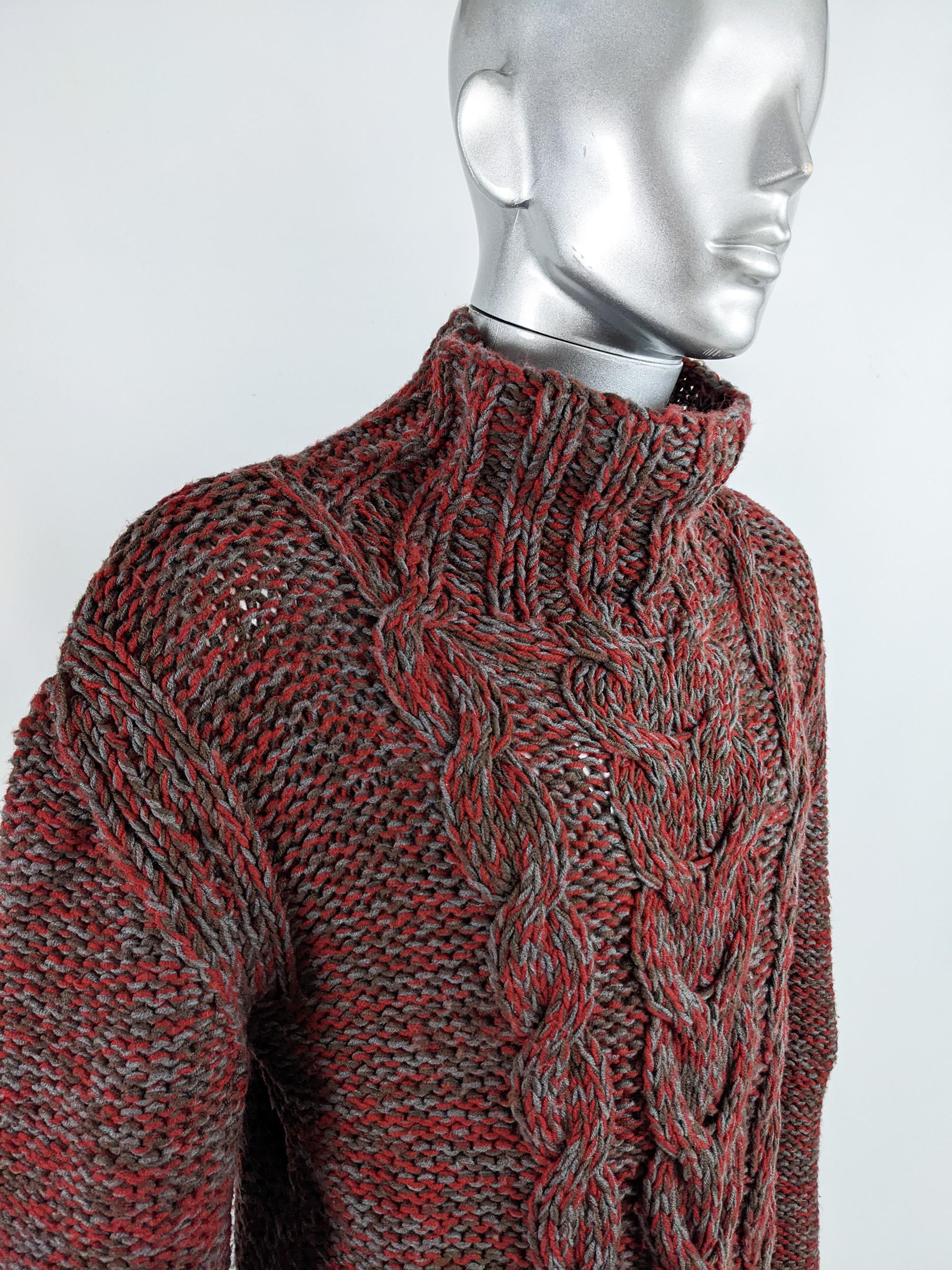 Men's Joseph Vintage Mens 1990s Red Cable Knit Knitwear Sweater 