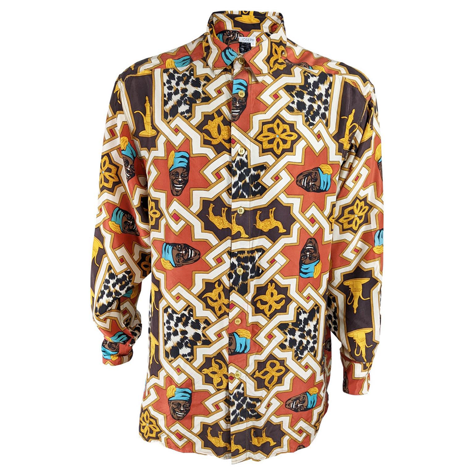 Joseph Vintage Mens Oversized Pure Silk Shirt, 1980s For Sale