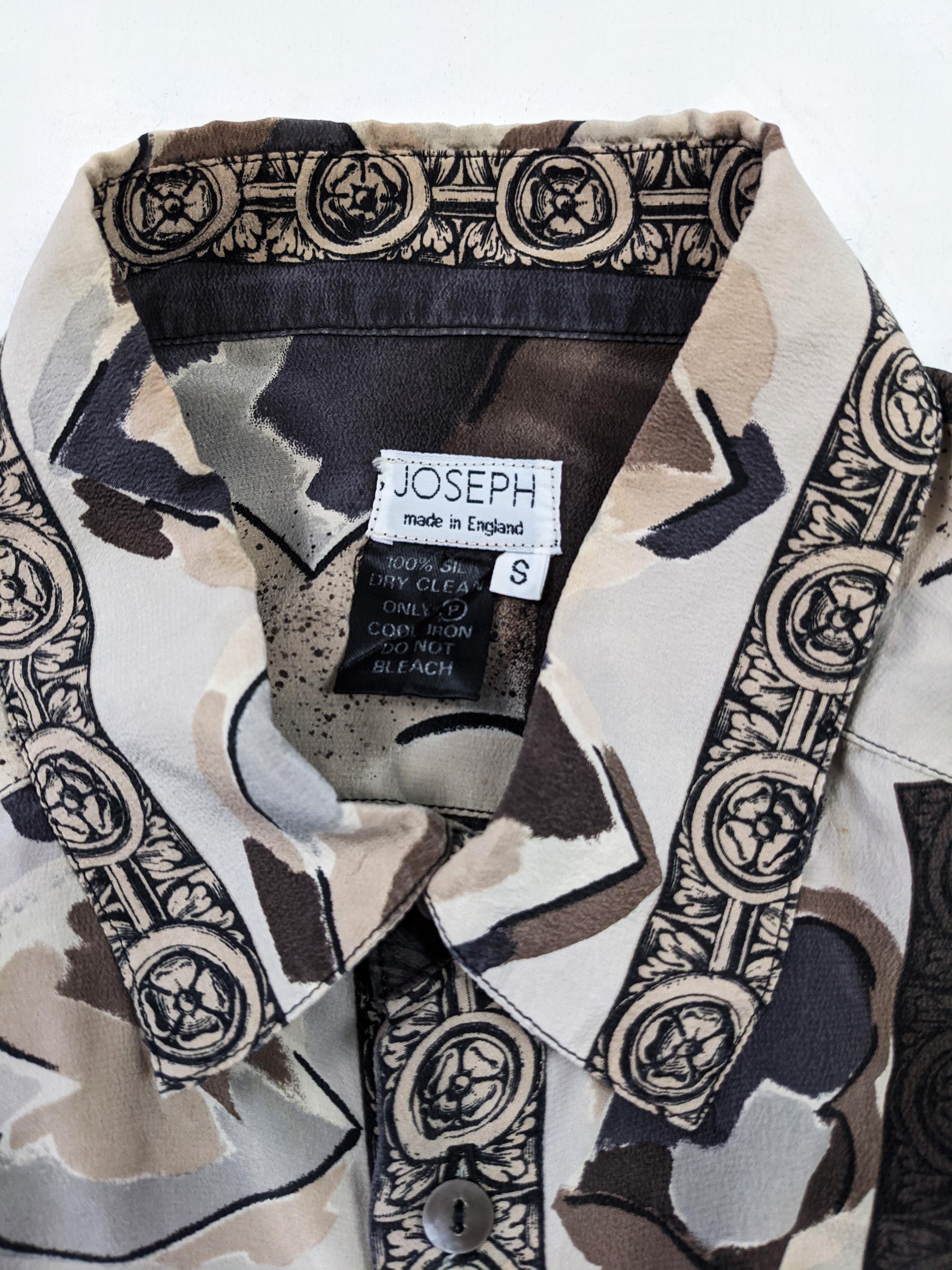 Joseph Vintage Mens Pure Silk Brown Love Heart Oversized Shirt, 1980s For Sale 1