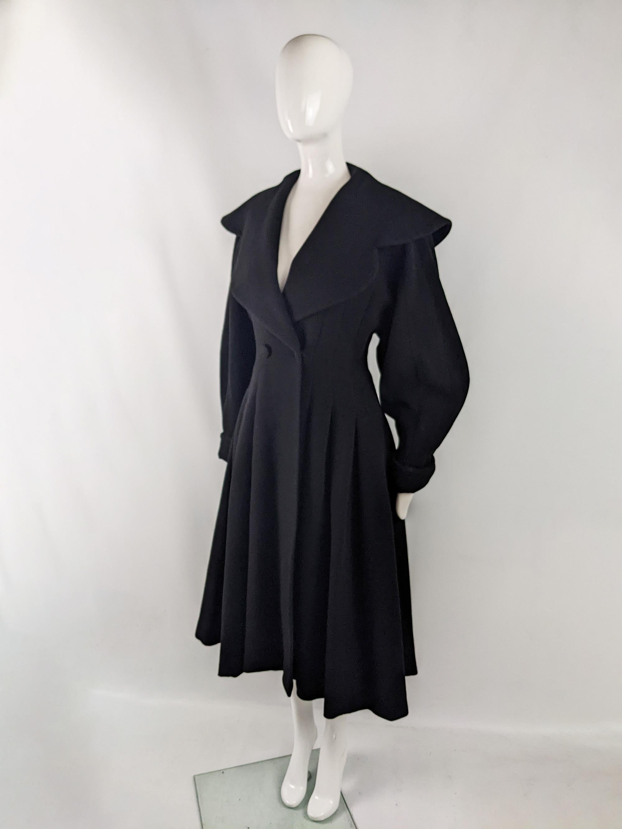 Joseph Vintage Womens Black Heavy Wool Fit and Flare Riding Coat, 1980s ...