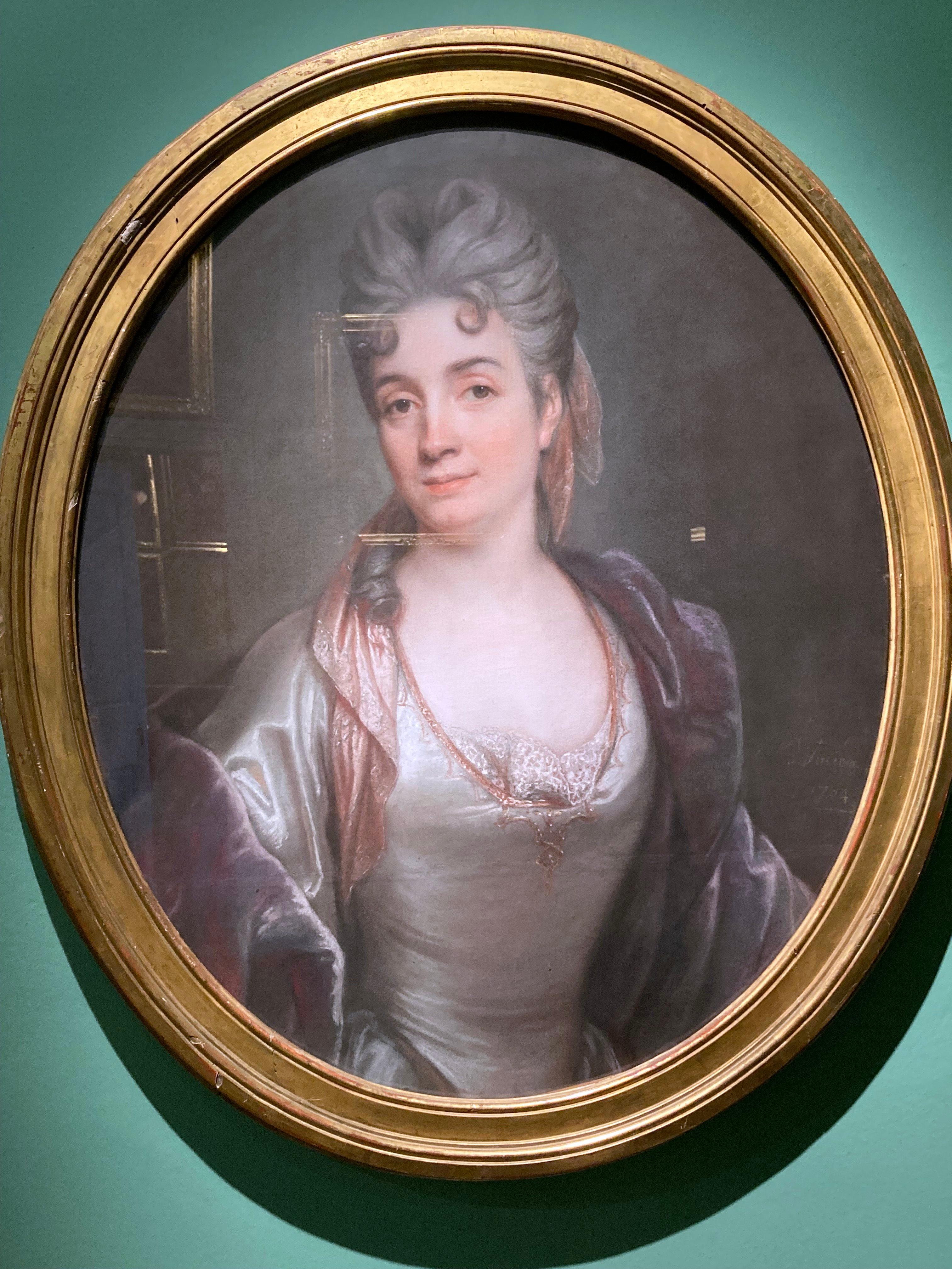Retrato Old Master, Joseph Vivien, Mme Silvestre, French Rococo, Pastel en venta 1