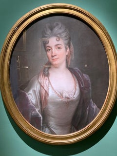 Portrait Old Master, Joseph Vivien, Mme Silvestre, French Rococo, Pastel