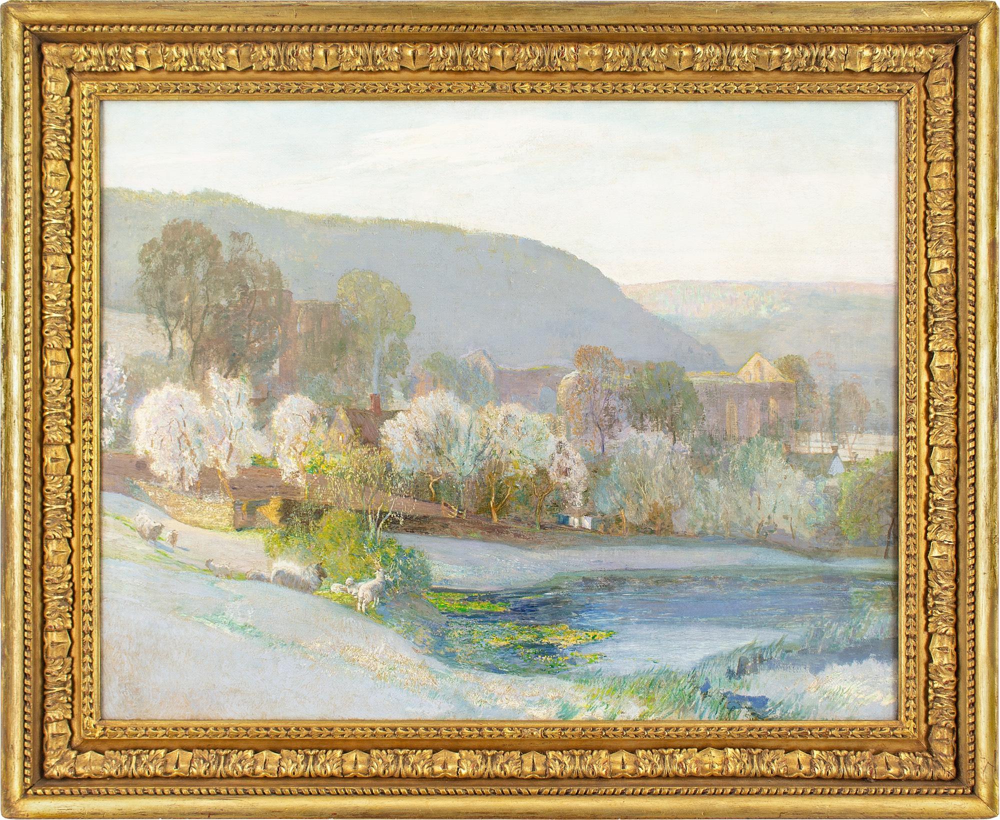 This early 20th-century oil painting by British artist Joseph Walter West (1860-1933) depicts a view of Rievaulx Abbey.

It’s a bitterly cold morning in North Yorkshire as the mediaeval ruins of Rievaulx Abbey peer from beyond hawthorn trees. It’s
