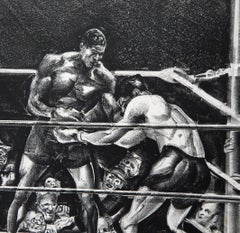 Joseph Golinkin Litografía original, 1935, Combate de boxeo Louis-Baer