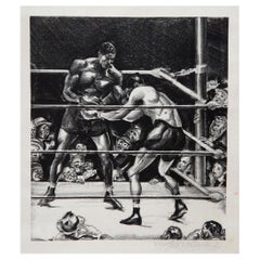 Vintage Joseph Golinkin Original Lithograph, 1935, Louis-Baer Boxing Match