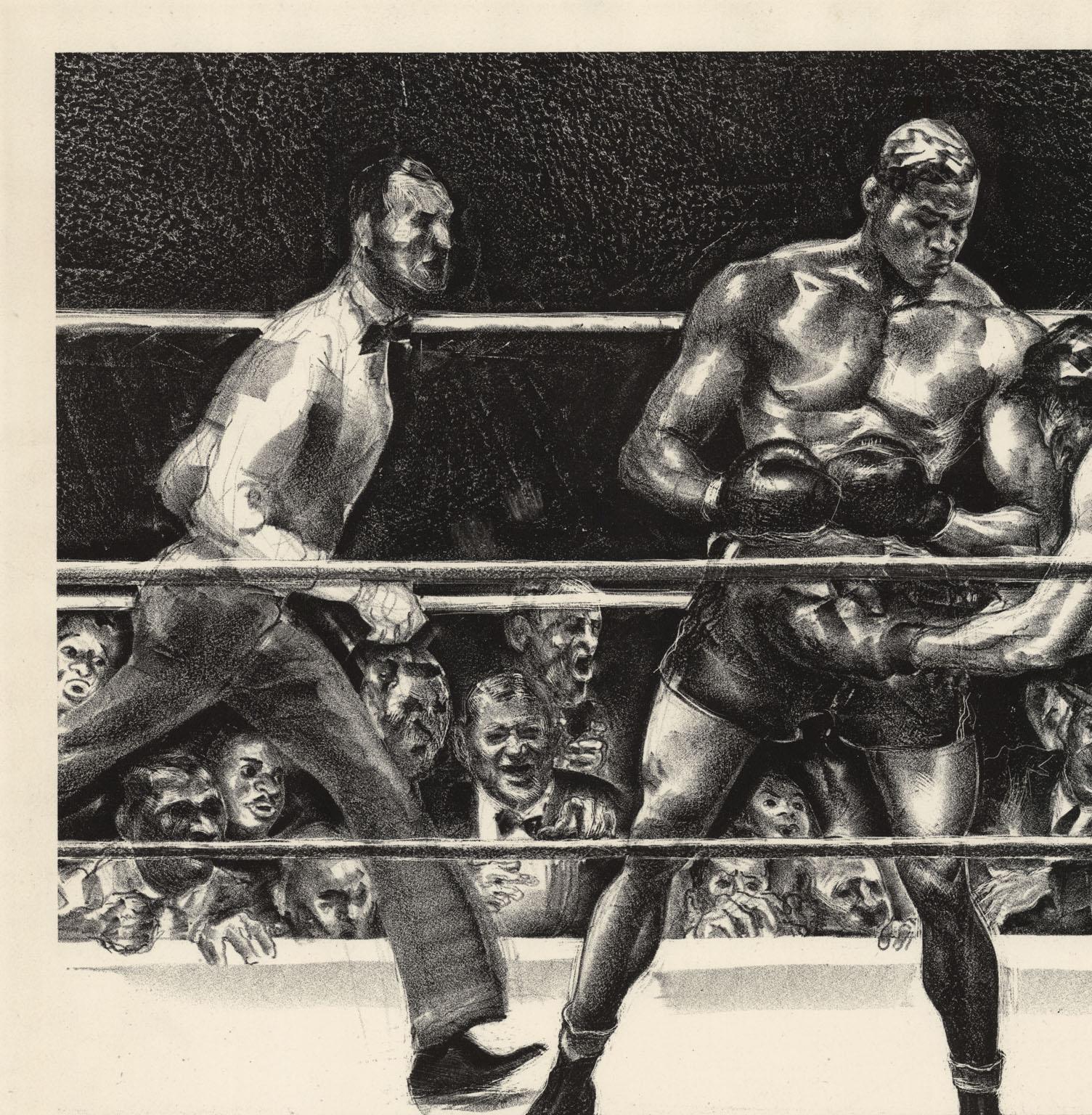 Joe Louis vs. Max Baer at Yankee Stadium - Naturalistic Print by Joseph Webster Golinkin