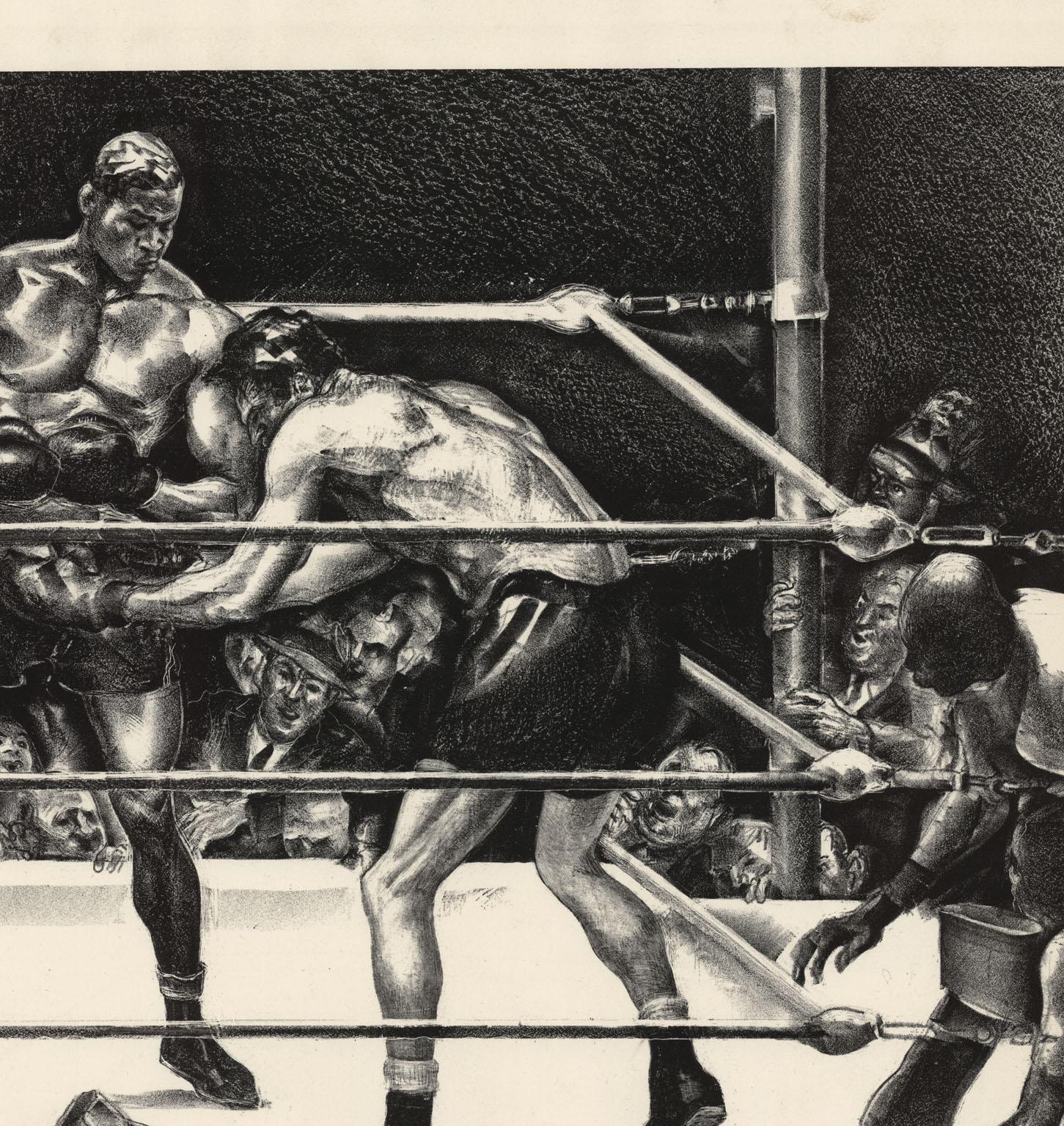 Joe Louis vs. Max Baer at Yankee Stadium - Black Print by Joseph Webster Golinkin