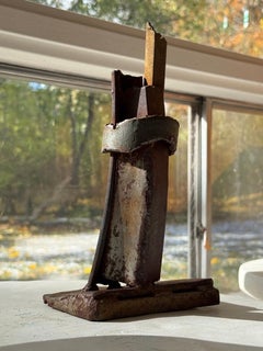 Joseph Wesner Escultura de sobremesa abstracta de acero soldado industrial moderno