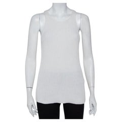 Joseph White Cable Knit Cotton Racer Back Detail Tank Top XS