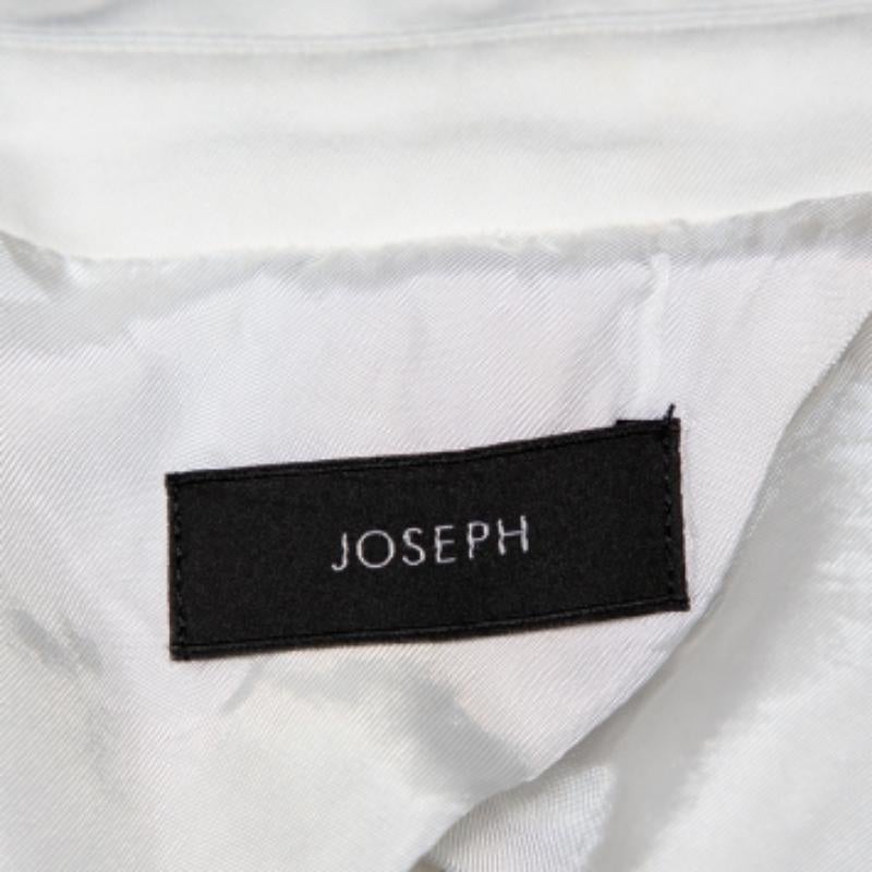 Grigio Joseph White Cotton & Ramie Double Breasted Yvette Blazer L in vendita