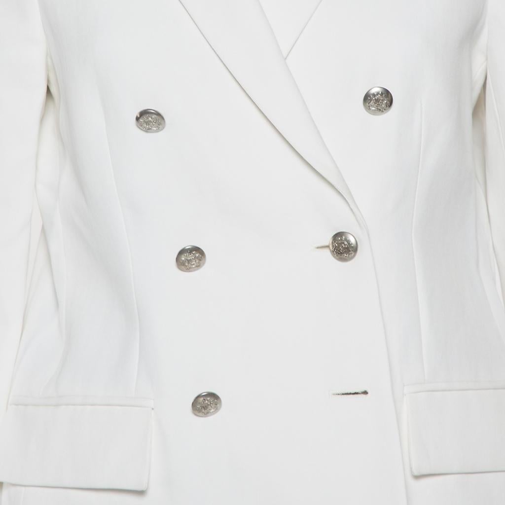 Joseph White Cotton & Ramie Double Breasted Yvette Blazer L 1