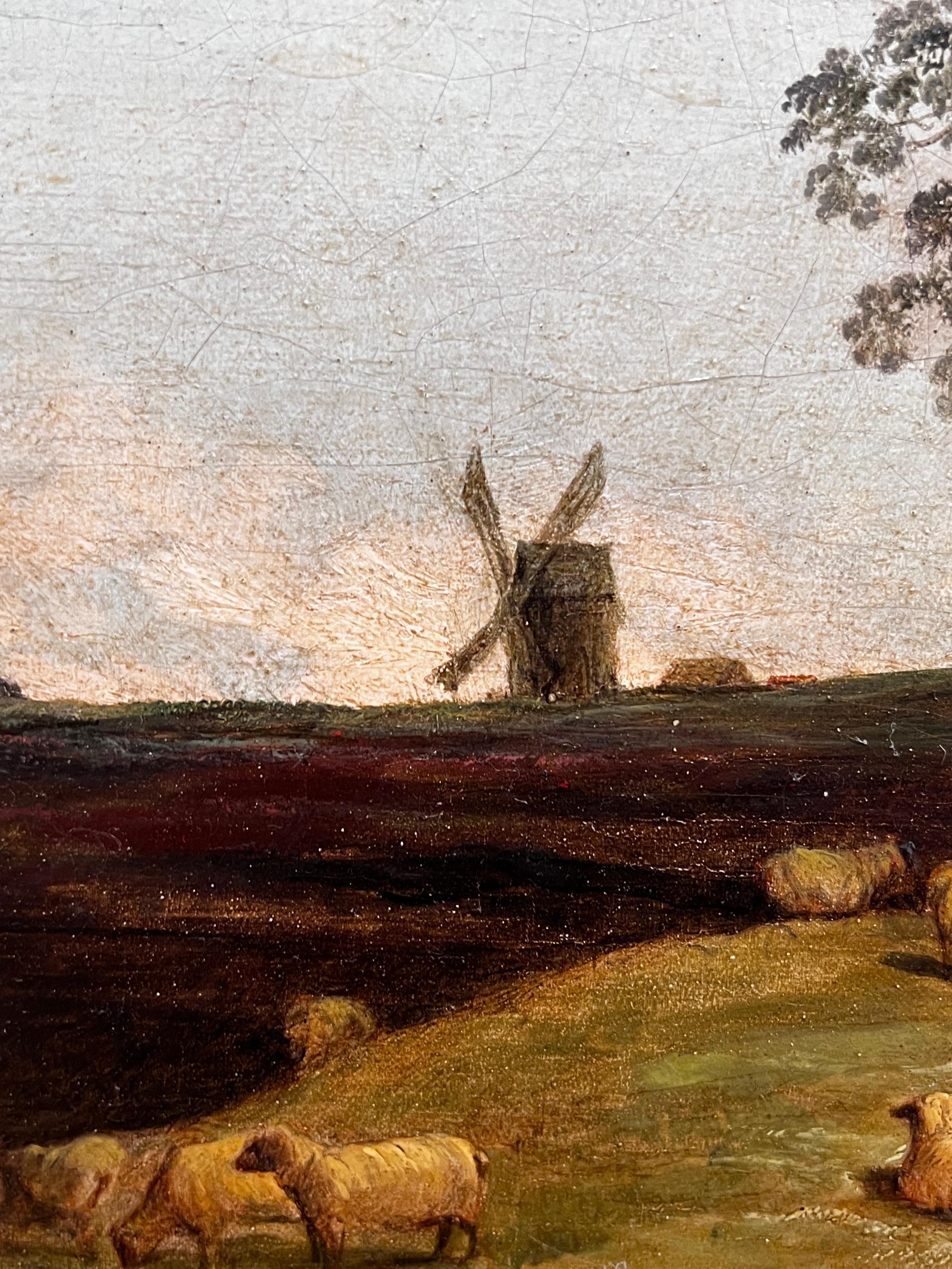 Paesaggio pastorale con mulino a vento
di Joseph Williams Allen (britannico, 1803-1852)
firmato e datato 1850
dipinto a olio su tela, incorniciato
incorniciato: 24,5 x 40 pollici
tela: 15 x 30 pollici
Provenienza: collezione privata,