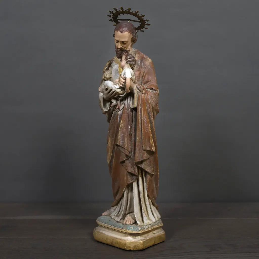 Neoclassico Joseph con Bambino, incoronato, grande, stile XIX secolo in vendita