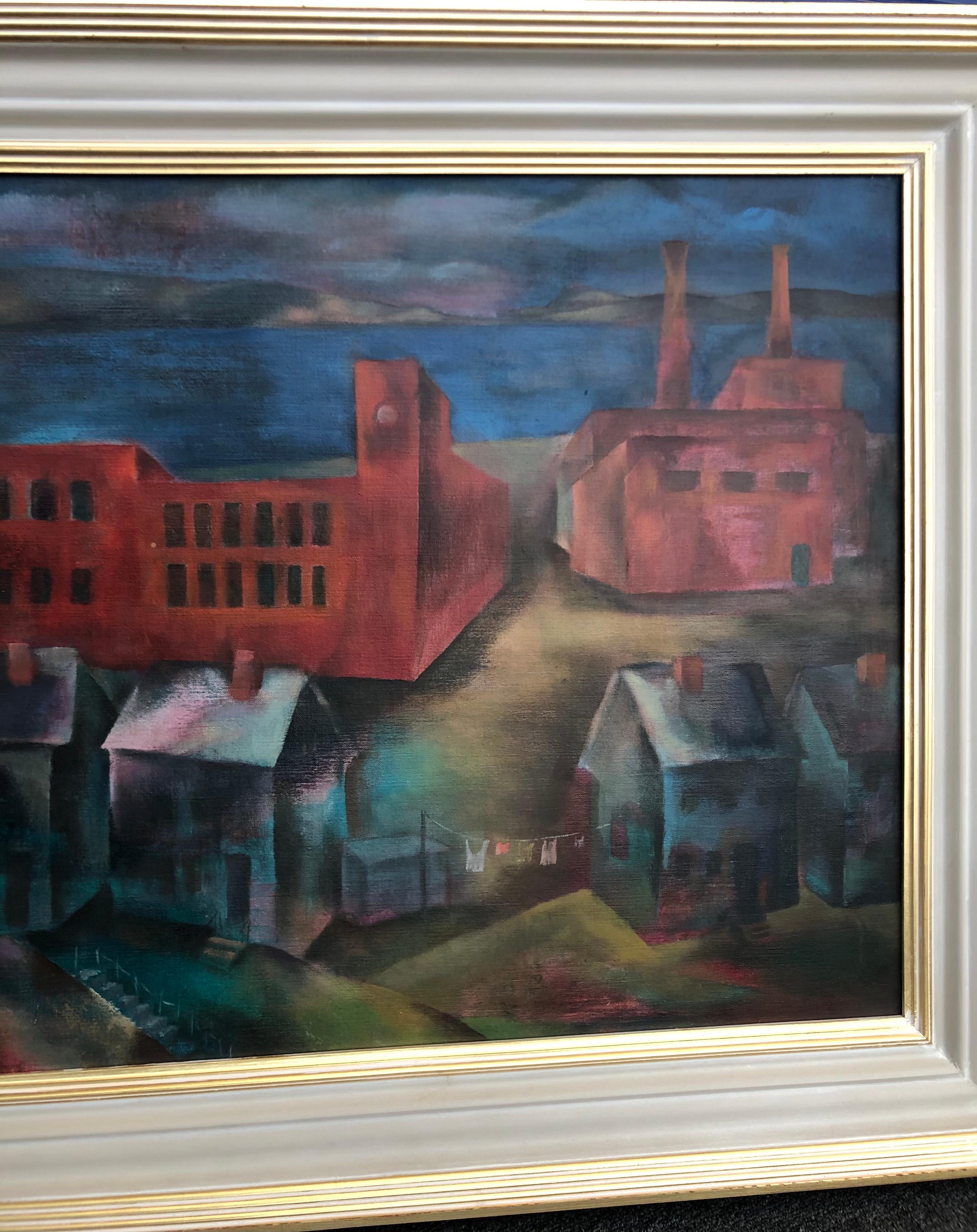 Industry Along the River - Post-War Painting by Joseph Wolins