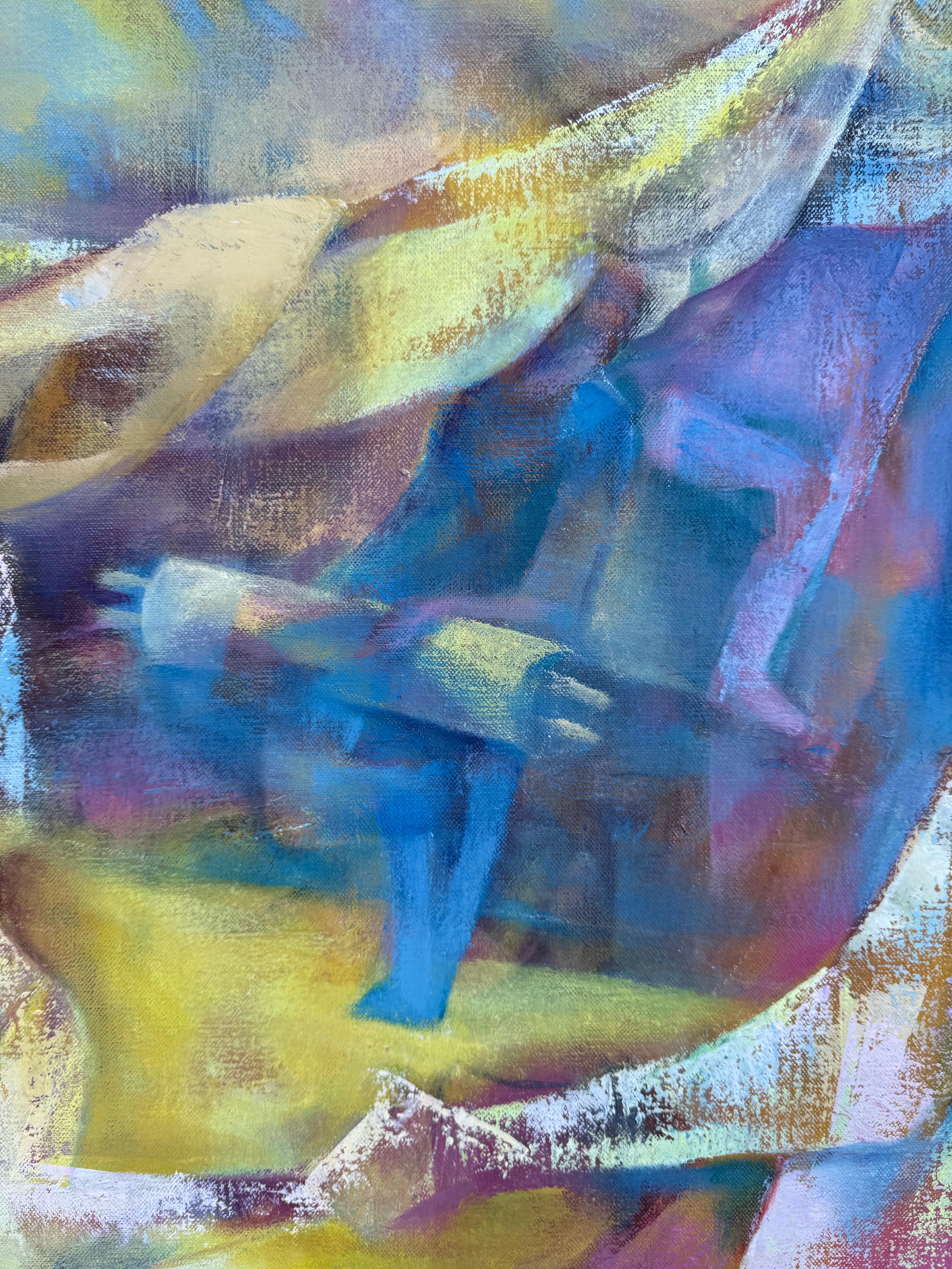 Joseph Wolins WPA Artista Bailando, Torá Modernista Judaica Cubista Pintura al óleo en venta 13