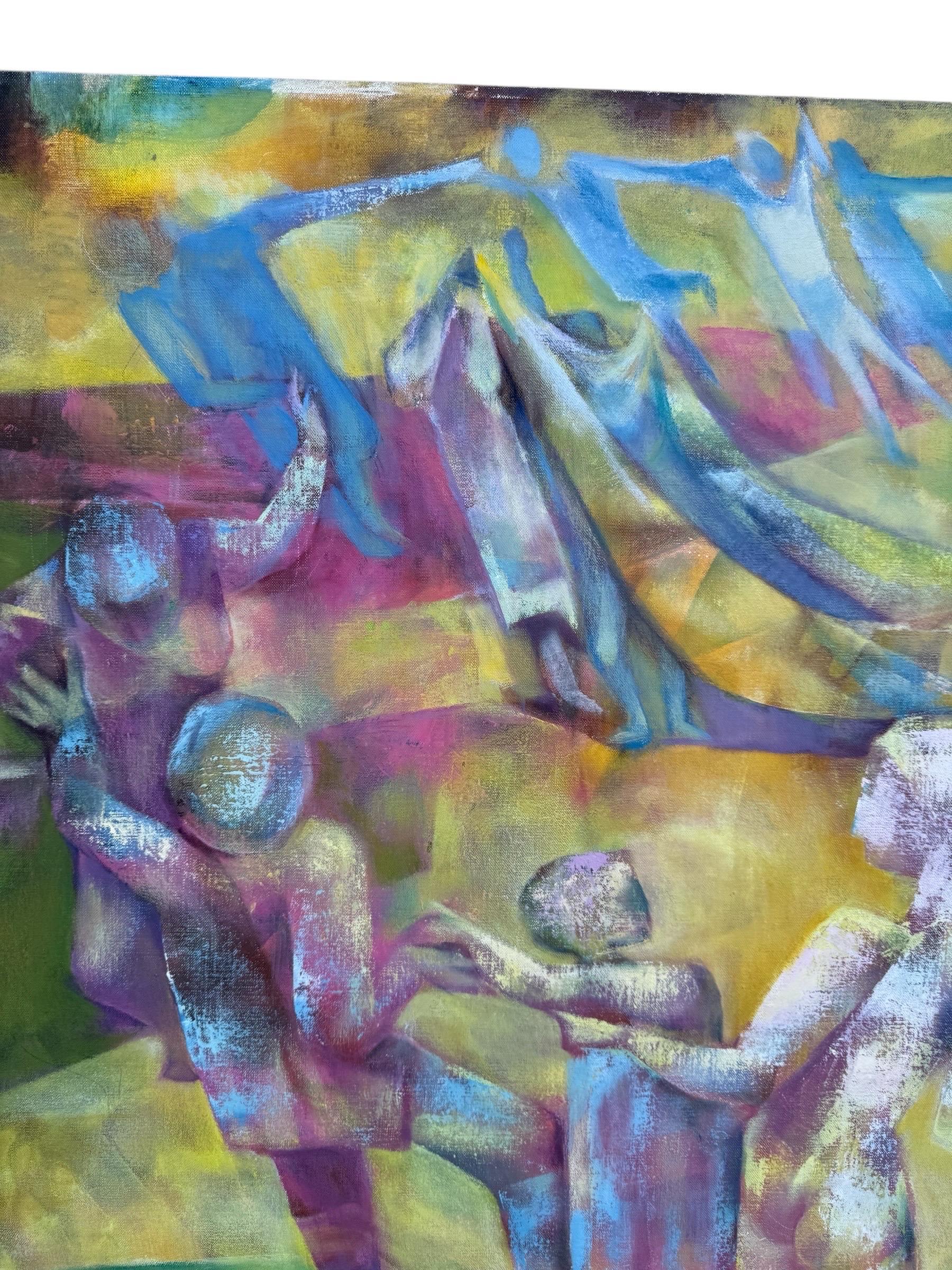 Joseph Wolins WPA Artista Bailando, Torá Modernista Judaica Cubista Pintura al óleo en venta 2