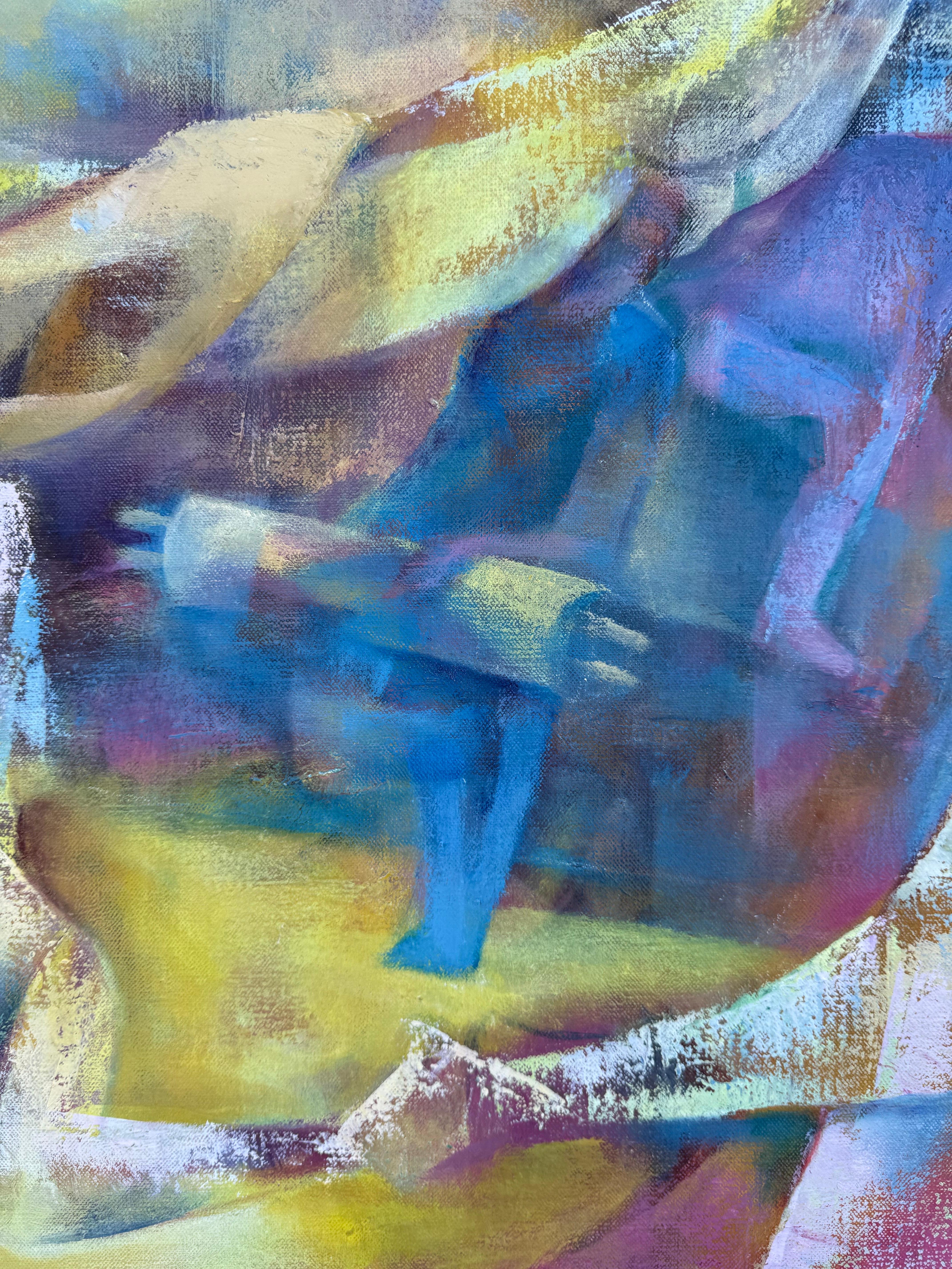 Joseph Wolins WPA Artista Bailando, Torá Modernista Judaica Cubista Pintura al óleo en venta 7
