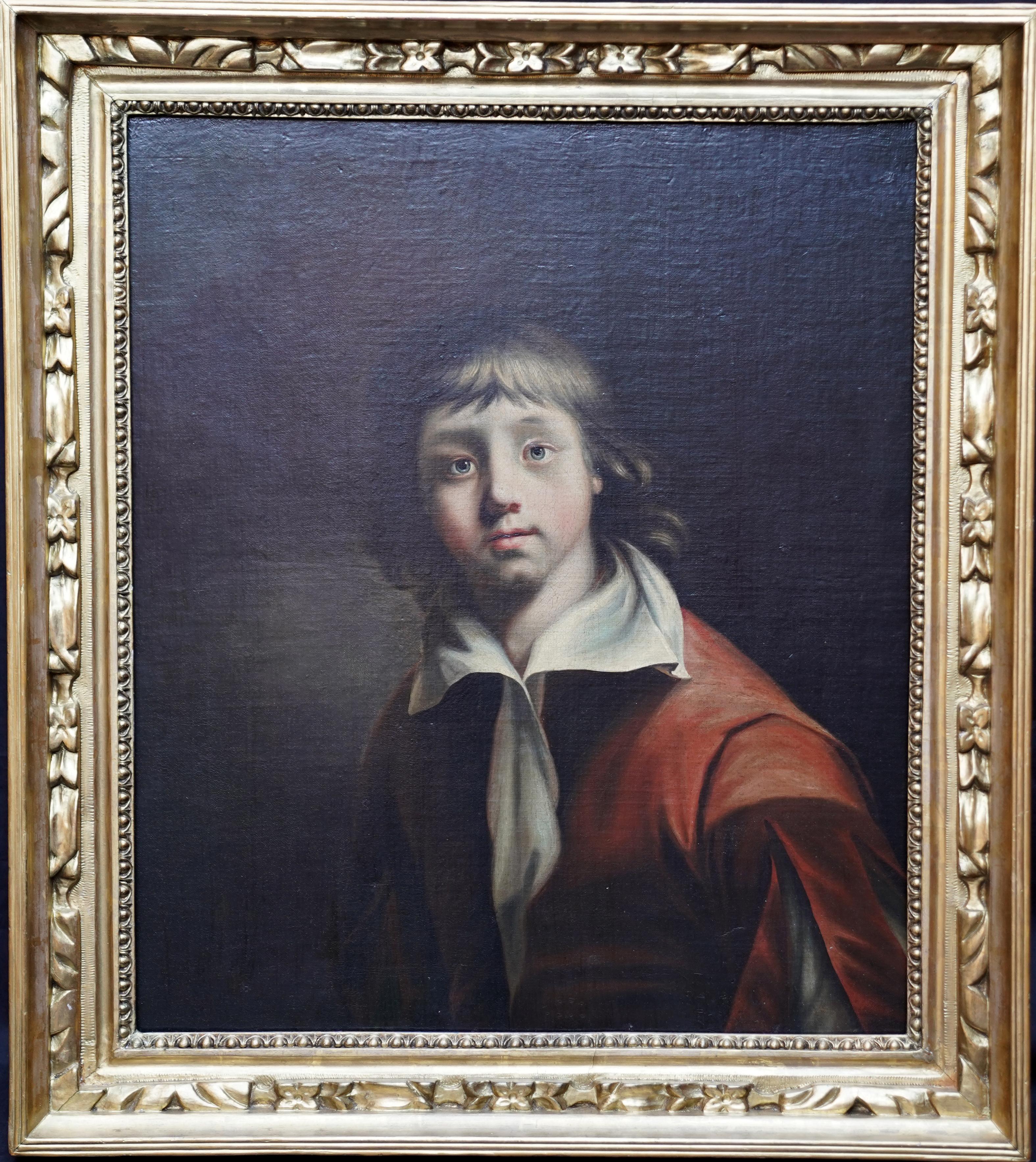 Portrait of a Young Boy - British art 1780 Old Master male portrait oil painting For Sale 4