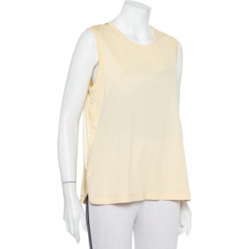 Women's Joseph Yellow Jersey & Silk Satin Side Button Detail Tank Top L For Sale