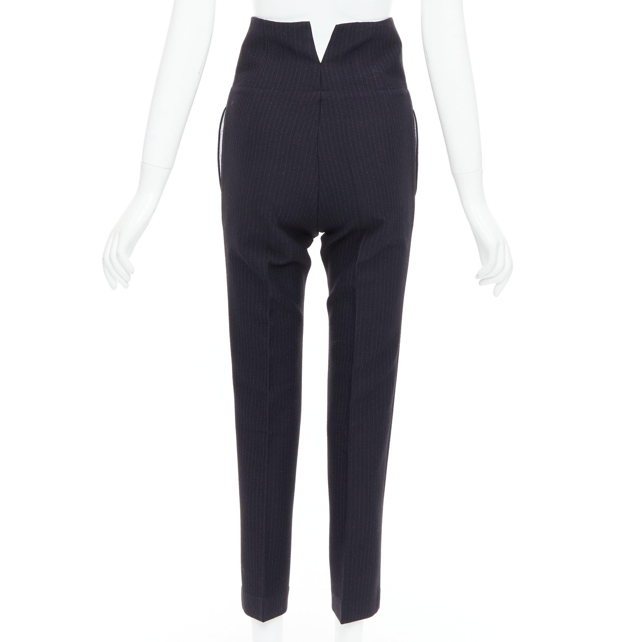 Women's JOSEPH Yoyo navy wool blend crepe pinstripe high waisted pants FR34 XS For Sale
