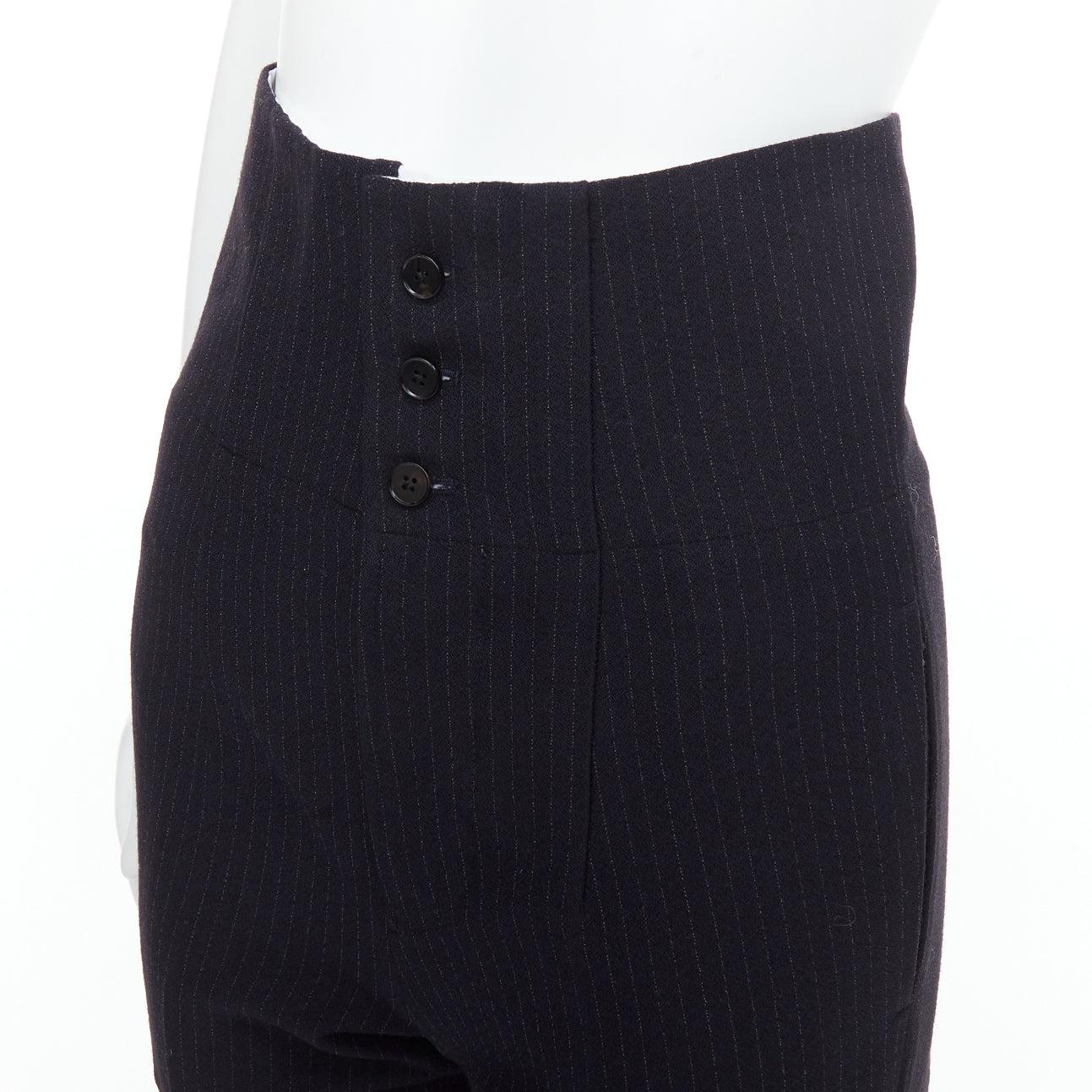 JOSEPH Yoyo navy wool blend crepe pinstripe high waisted pants FR34 XS For Sale 2
