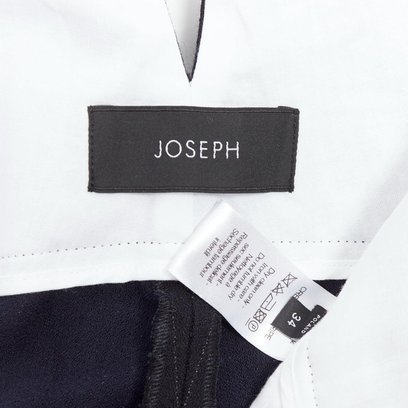 JOSEPH Yoyo navy wool blend crepe pinstripe high waisted pants FR34 XS For Sale 3