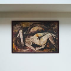 Joseph 'Zef' Clement Large Abstract Expressionist Nude Oil on Canvas 1976