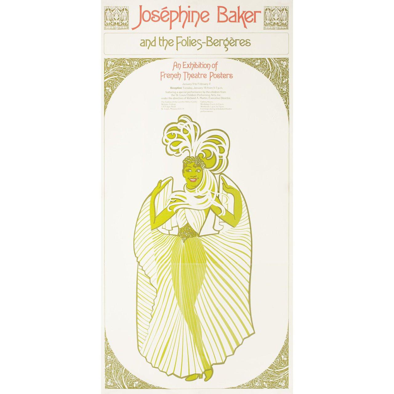 Original 1970s U.S. poster for the exhibition “Josephine Baker and the Folies Bergères”. Very good-fine condition, folded. Many original posters were issued folded or were subsequently folded. Please note: the size is stated in inches and the actual