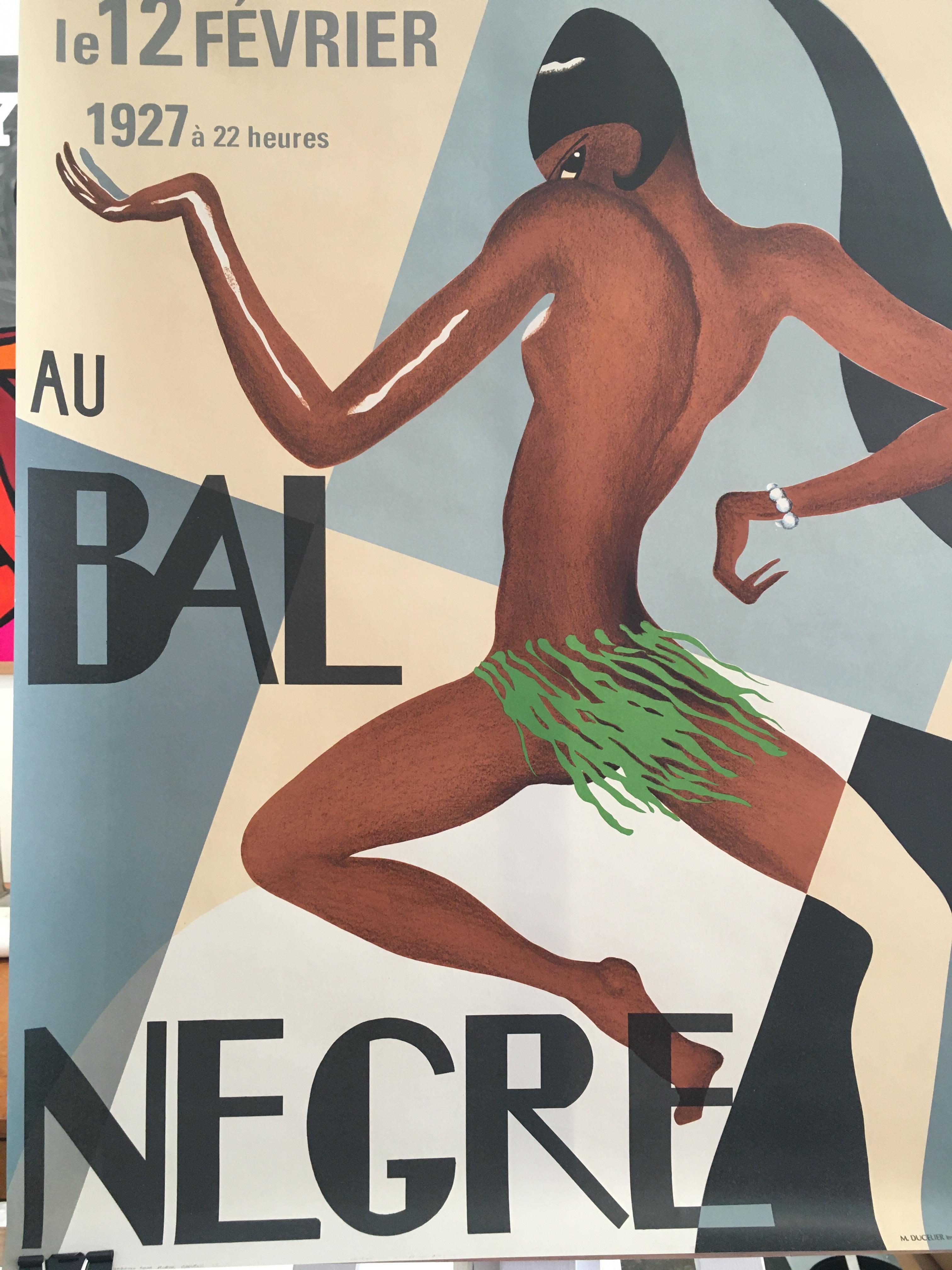 Late 20th Century Josephine Baker 'Au Bal Negre' Original Lithograph Vintage French Poster, 1970