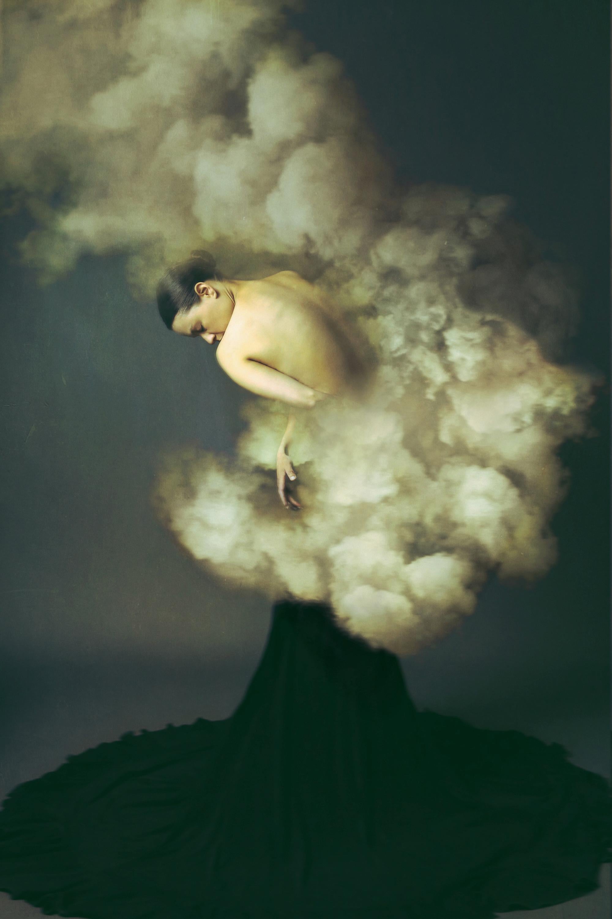 Comfort in Chaos - Black, Contemporary Figurative photography portrait of woman  - Print by Josephine Cardin