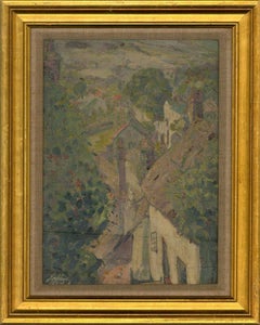 Josephine Ghilchik (1890-1981) – Ölgemälde mit Blick auf das Dorf, Mitte des 20. Jahrhunderts