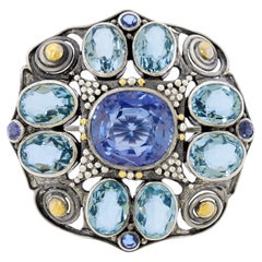 Josephine Hartwell Shaw Saphir und Aquamarin Kunsthandwerkliche Brosche
