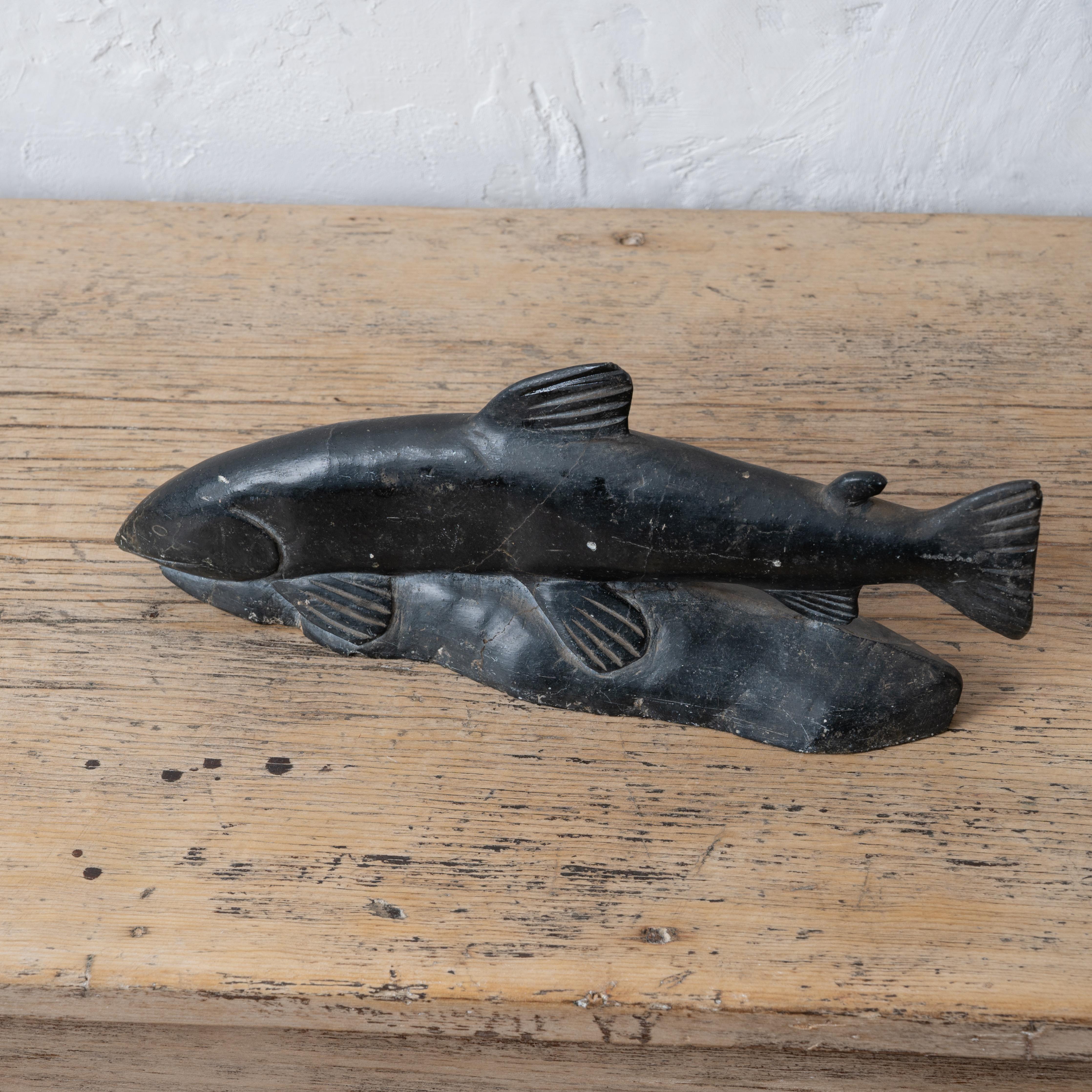 American Josephine Nalukturuk Inuit Salmon Carving For Sale