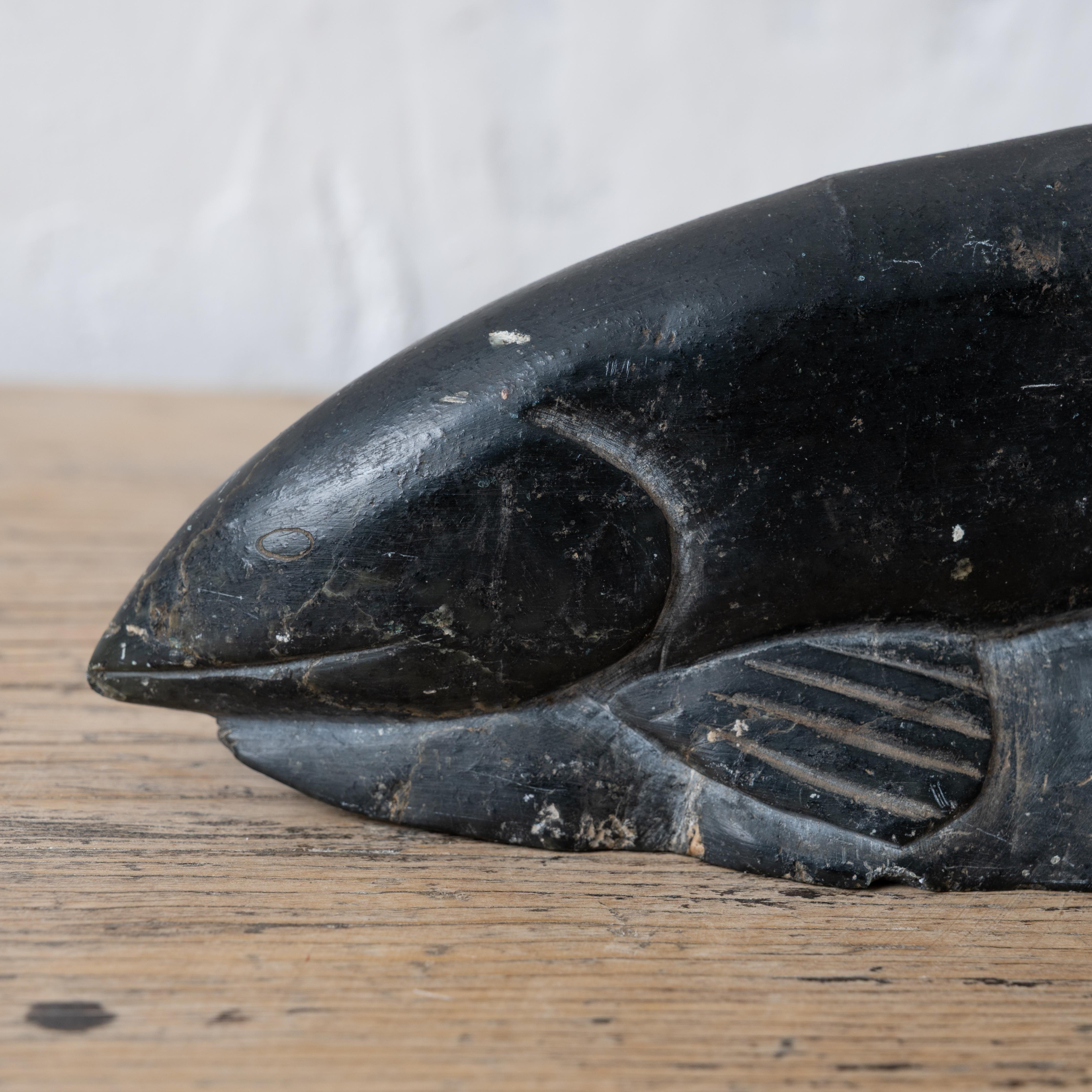 Stone Josephine Nalukturuk Inuit Salmon Carving For Sale