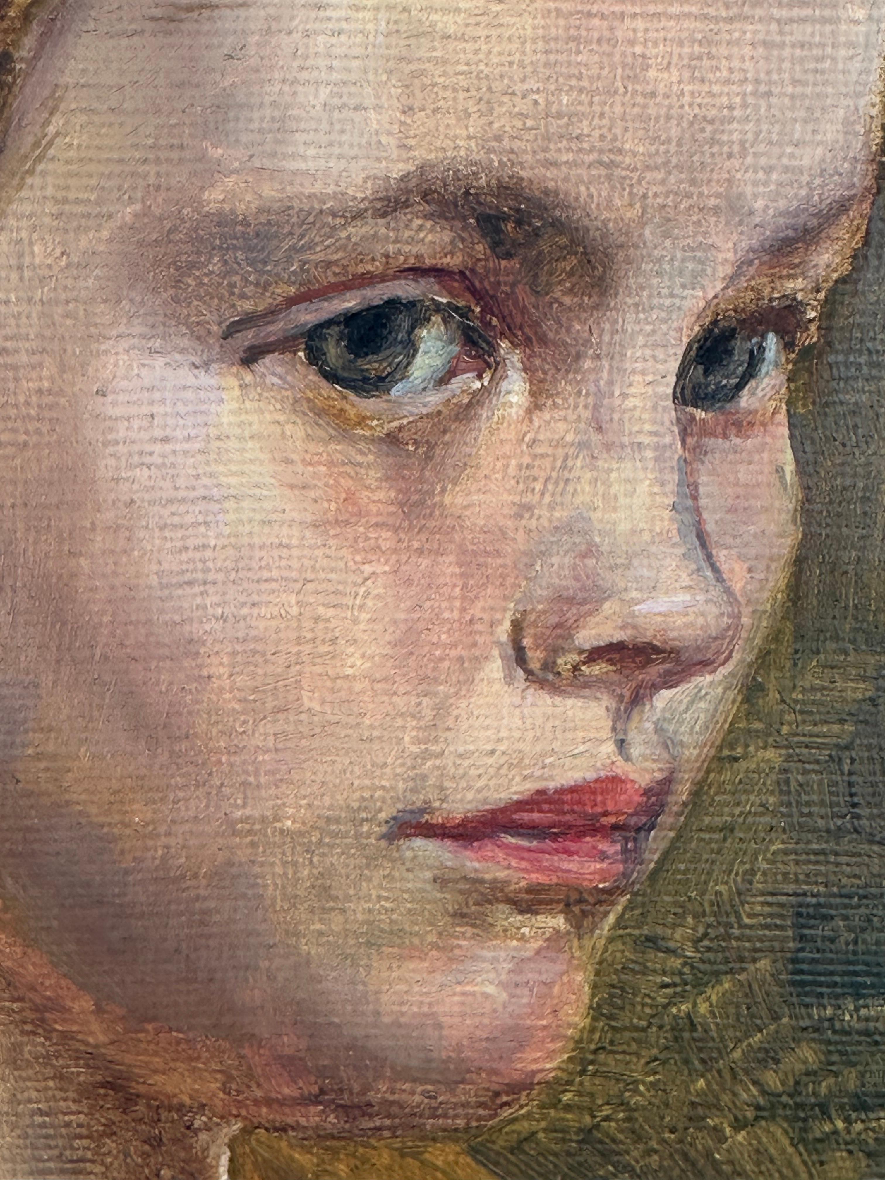 Portrait de la fille de l'Artistics, Emily (jeune fille) - Académique Painting par Josephine Wood Colby