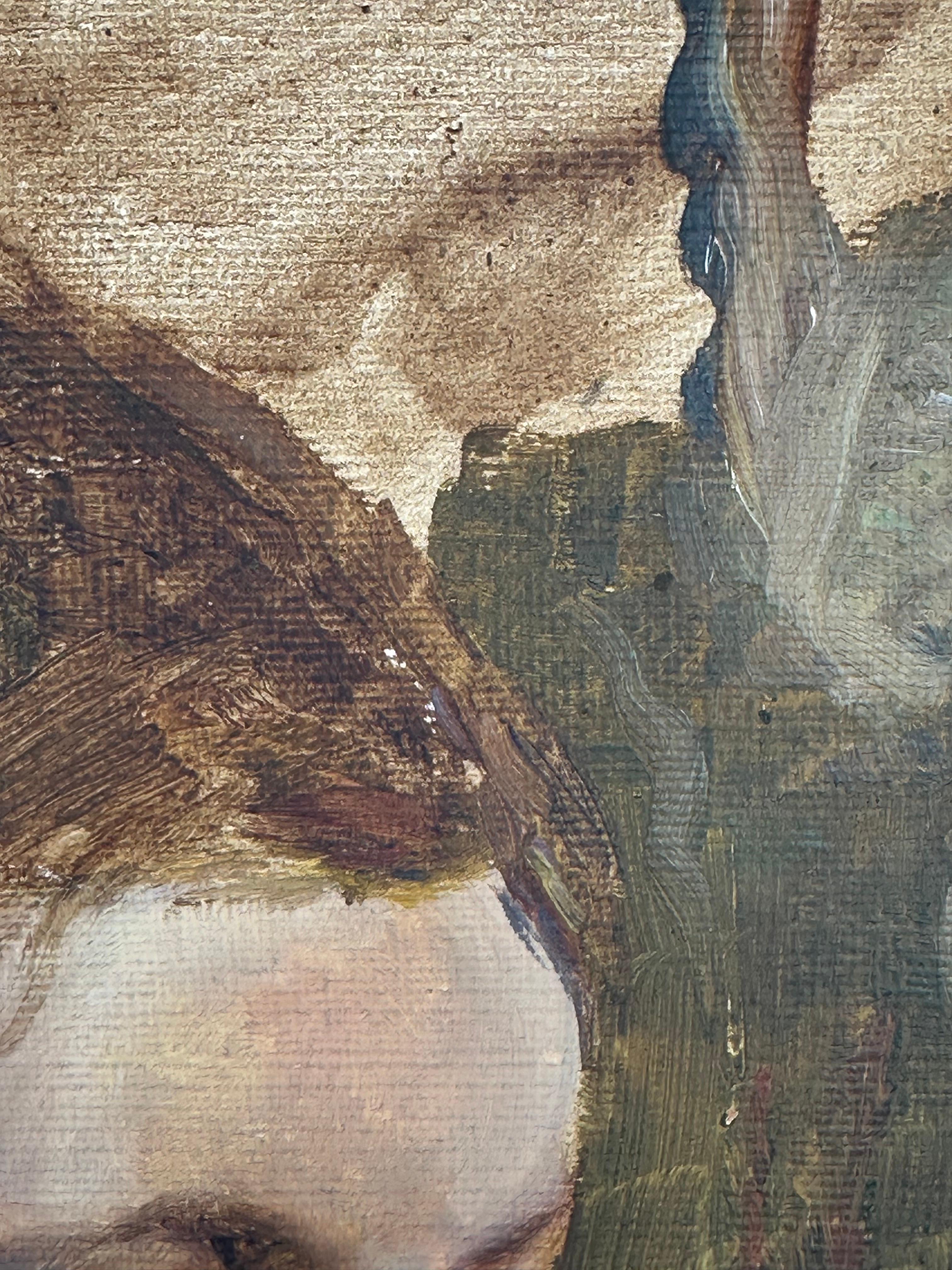Portrait de la fille de l'Artistics, Emily (jeune fille) - Marron Portrait Painting par Josephine Wood Colby