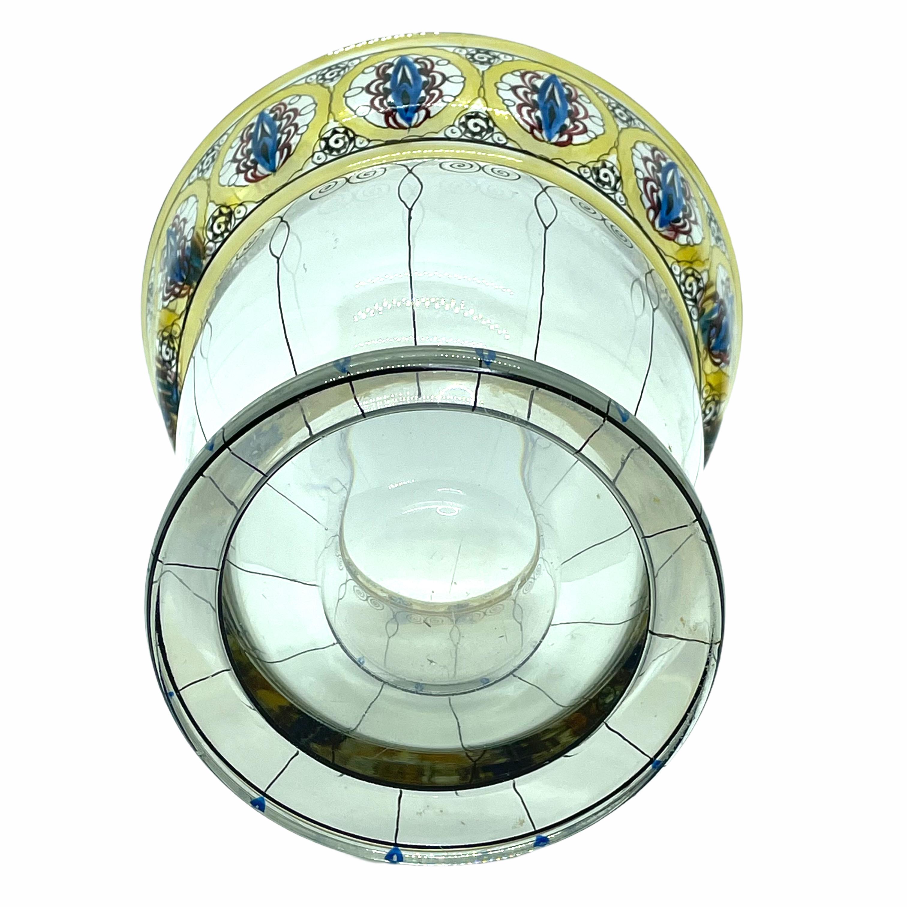 Josephinenhutte Moser Style Show Glas, handbemalt, antik, 1890er Jahre im Zustand „Gut“ in Nuernberg, DE