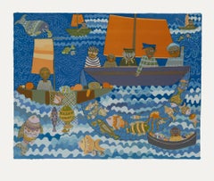 Josette Bardoux (b.1948) - 20th Century Lithograph, Les Pêcheurs