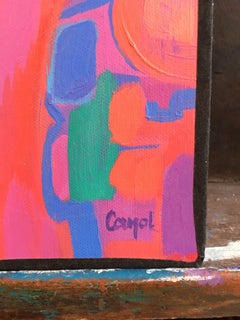 Danseuse, peinture à l'huile abstraite française, grande taille