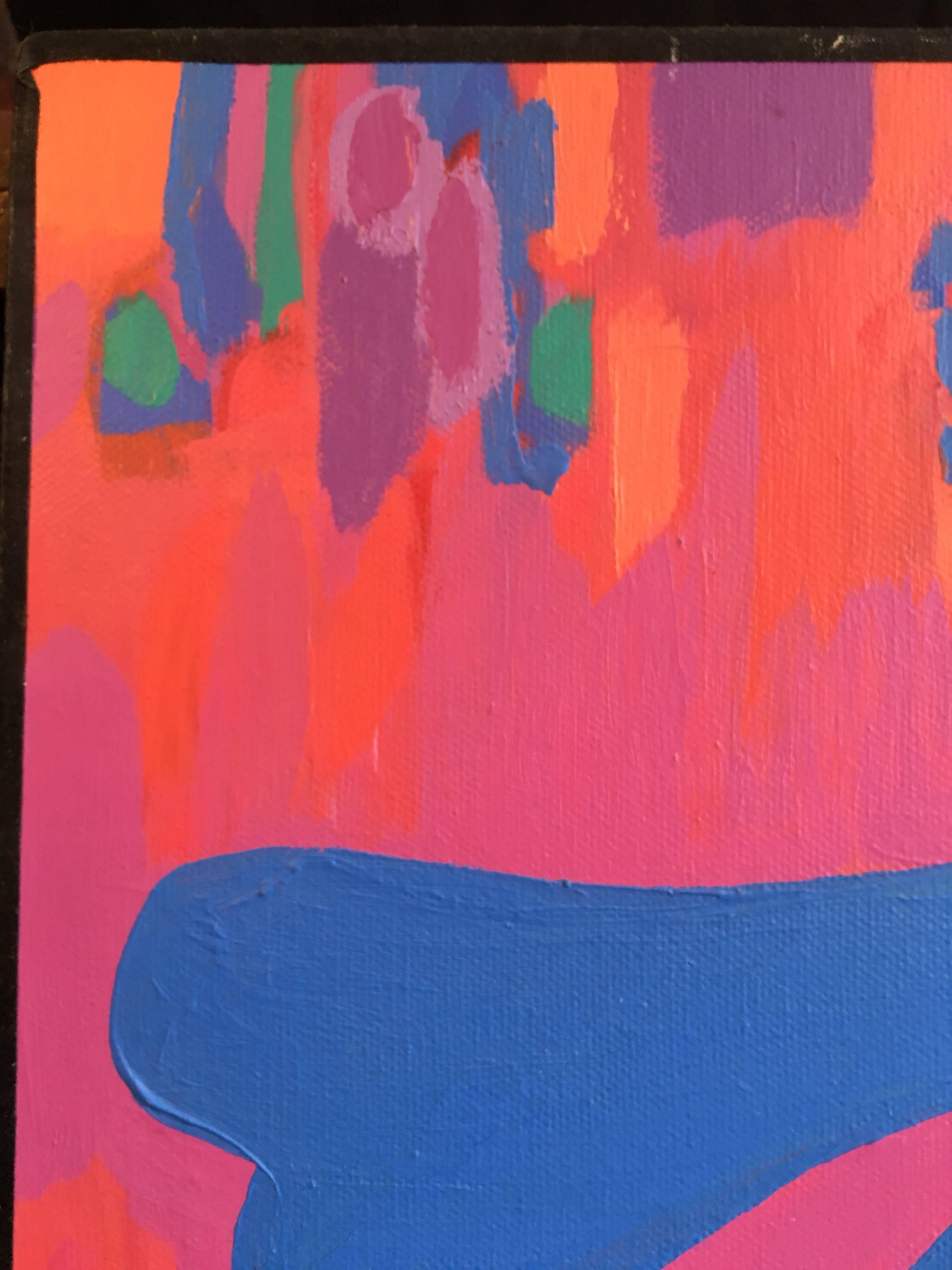 Bailarina, Pintura al Óleo Abstracta Francesa, Tamaño Grande - Abstract Painting Rosa de Josette Cayol