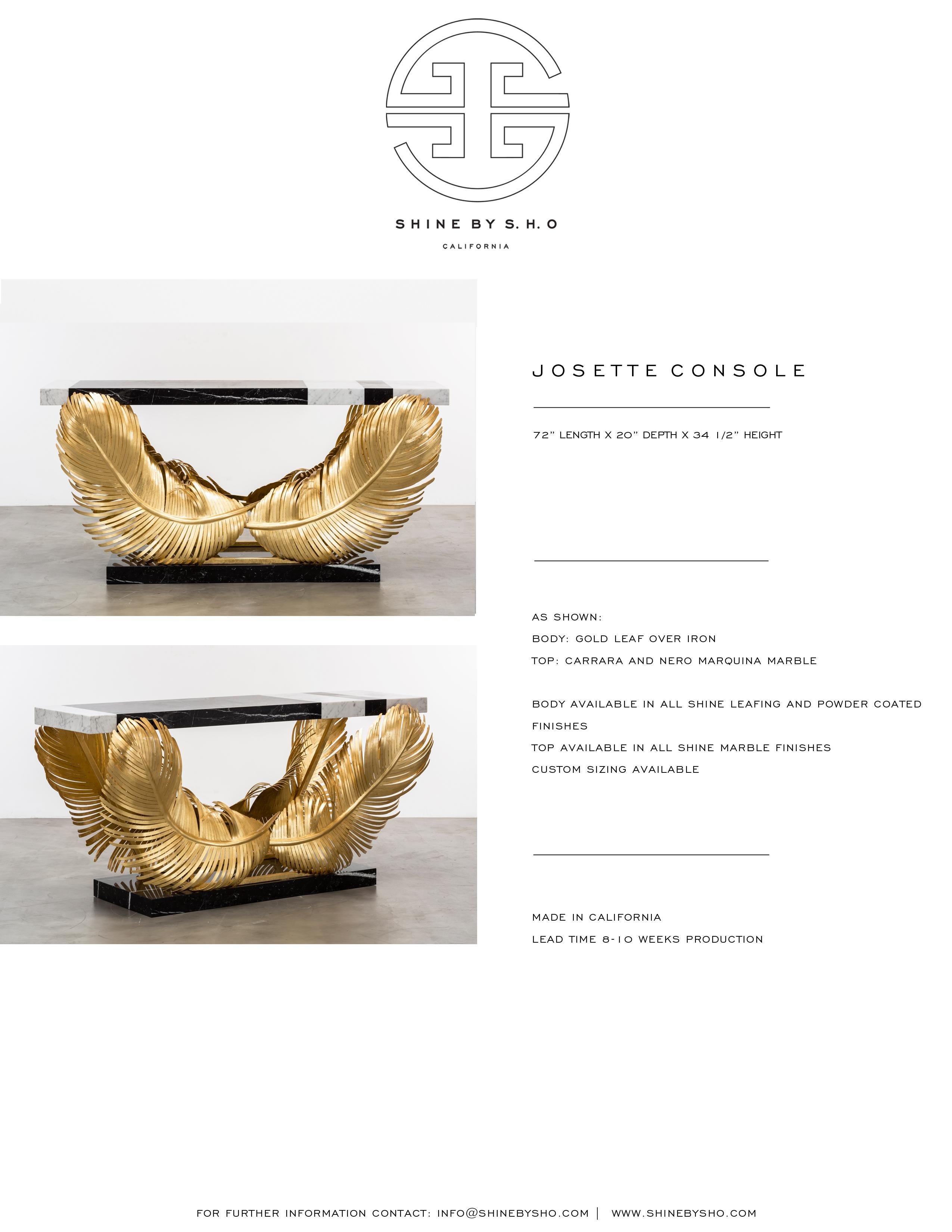 Contemporary JOSETTE CONSOLE - Modern Gold Leafed and Marble Console