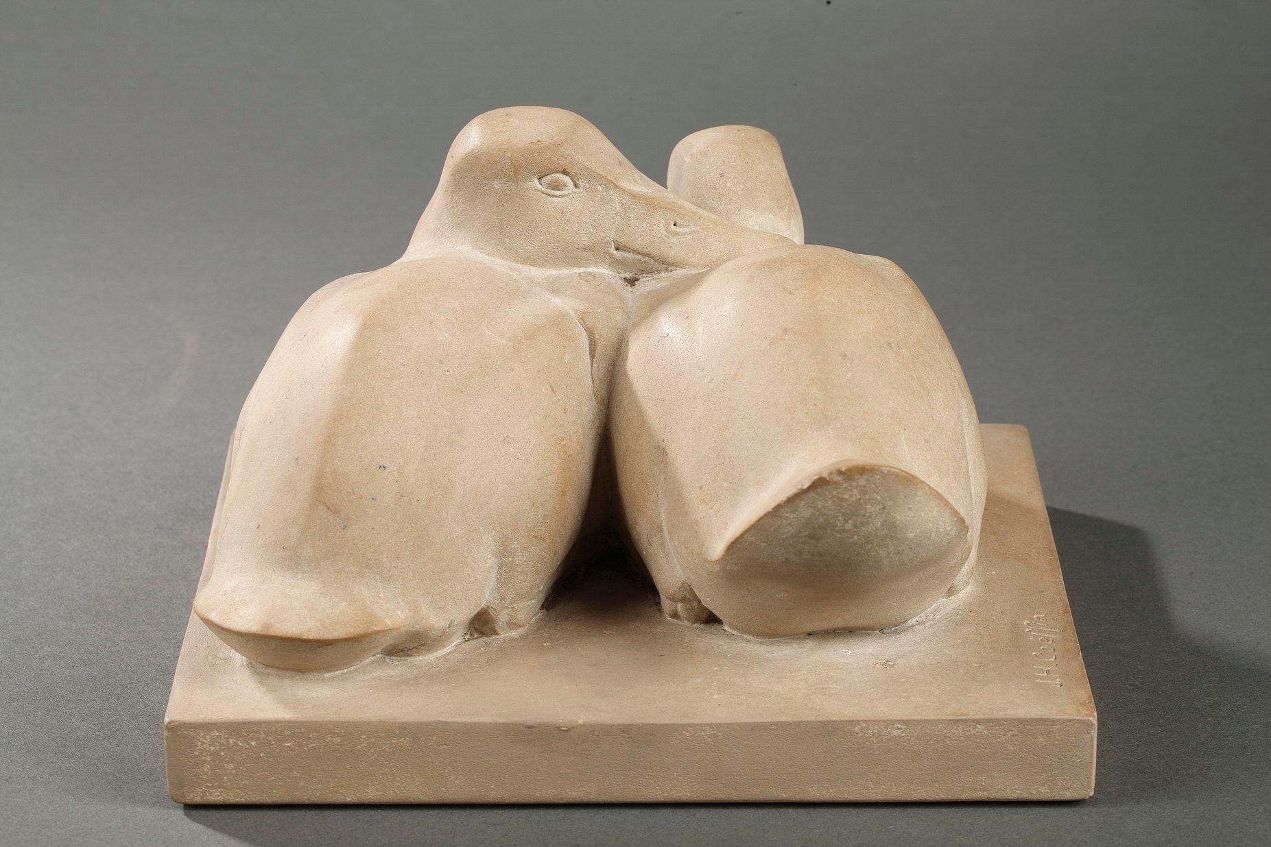 Ducks - Brown Figurative Sculpture by Josette Hébert-Coëffin