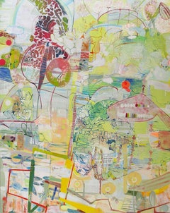 And There You Are - Yellow Green Blue Burgundy White Abstract Patterns, 2021