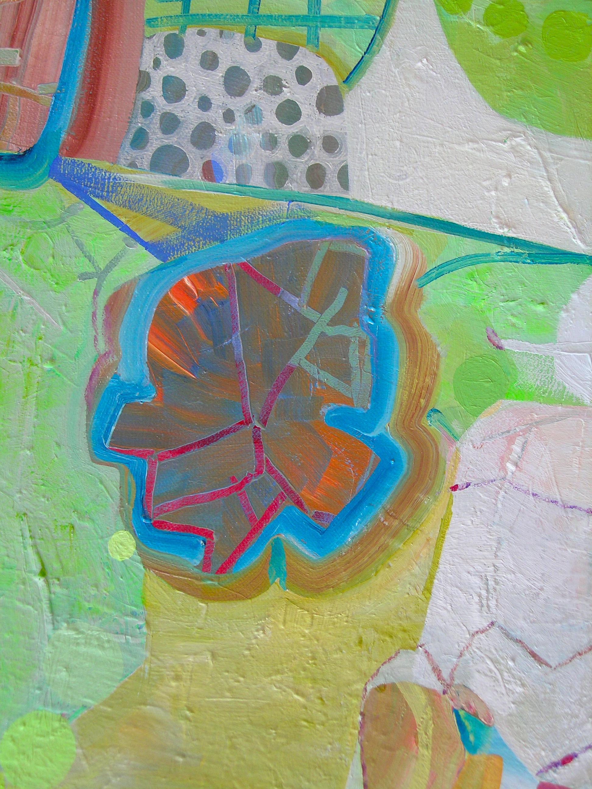 Luna blu, verde neon, ceruleo, fucsia, bianco, motivi astratti in vendita 1