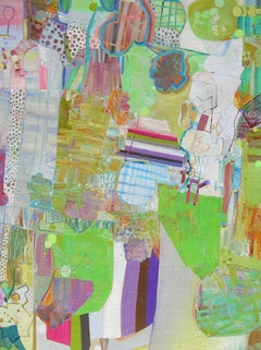 Luna azul, verde neón, cerúleo, fucsia, blanco, motivos abstractos