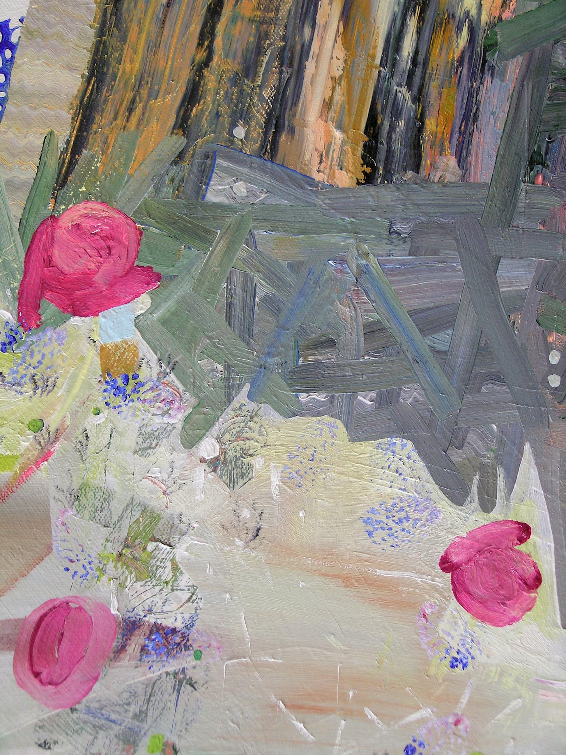 Diamond Rose - Contemporary Abstract Neon Pink Sage Green Blue Olive, 2019 en vente 1