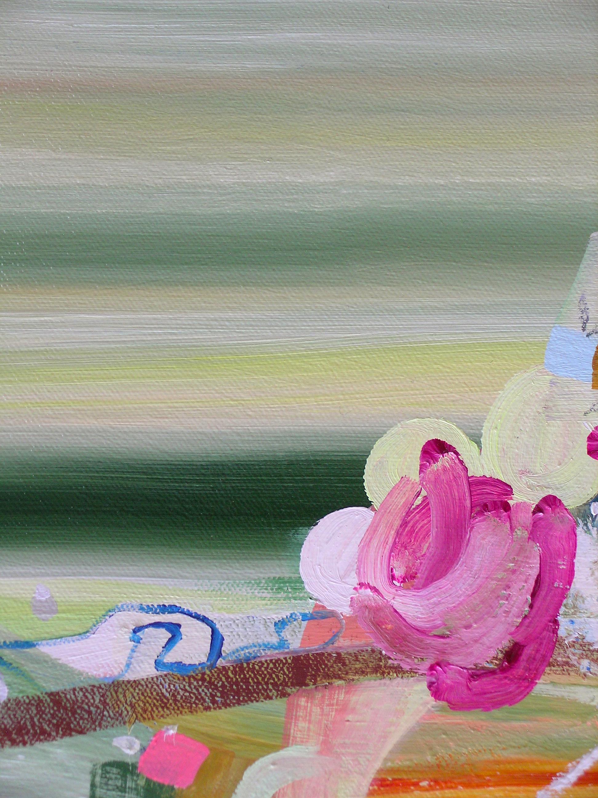 Diamond Rose - Contemporary Abstract Neon Pink Sage Green Blue Olive, 2019 en vente 4