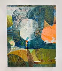 First Bloom - Contemporary Abstract Painting Color Patterns Teal Orange, 2023