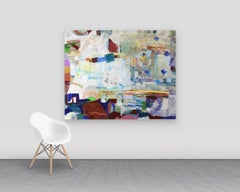 Free Verse - Contemporary Abstract Patterns Circles Squares Blue White, 2023